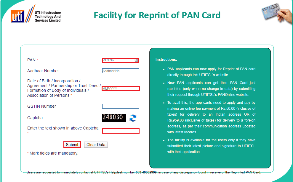 Pan Card Downloads Data Filed