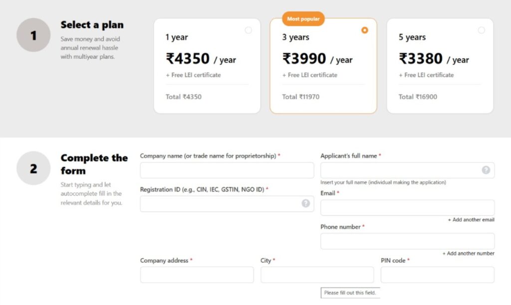 LEI Code Register portal home page