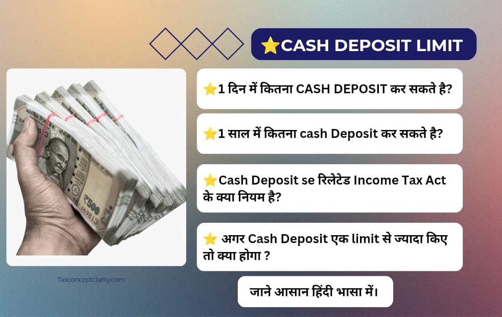 Saving account Cash deposit limt as per income tax Daily cash deposit limit Yearly cash deposit