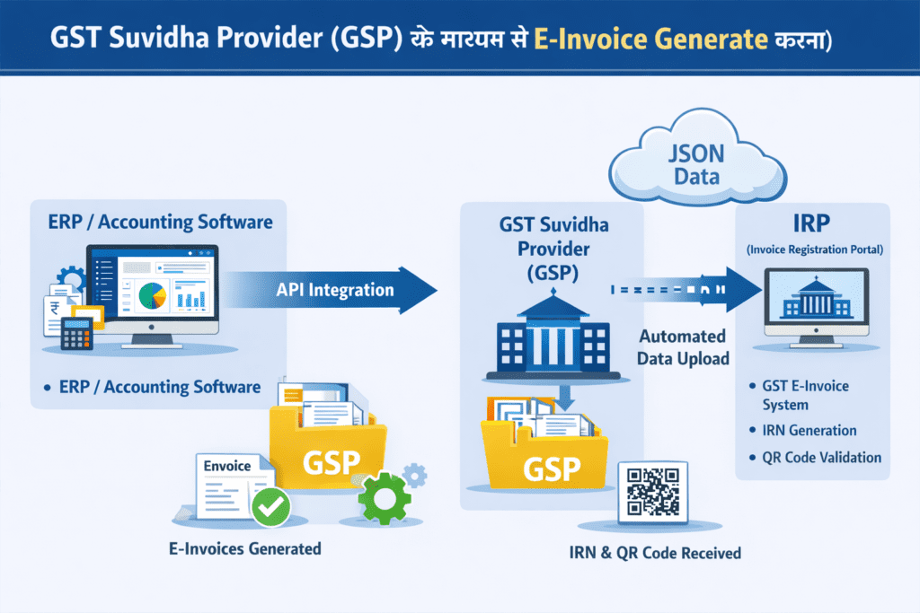 GST Suvidha Provider (GSP) के माध्यम से E-Invoice Generate करना