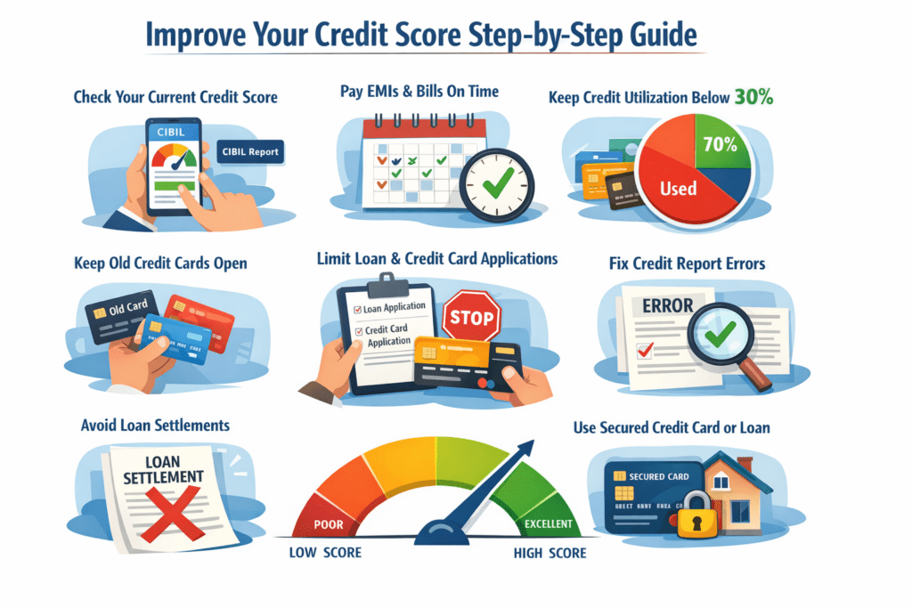 Credit Score improve कैसे करें? (Step by Step Guide)